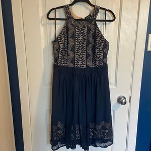 Le Château - Size Large blue and nude dress.